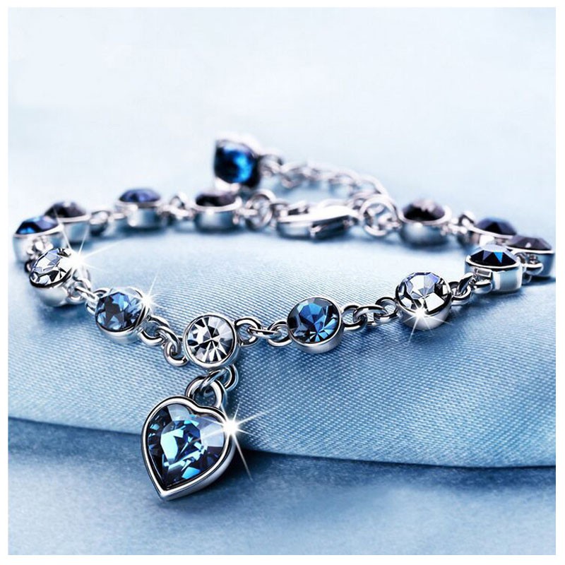 Madley Jewelry Women Gelang Wanita Motif Berlian Fashion Alloy Anti Karat GLG06 Flash Sale-Biru