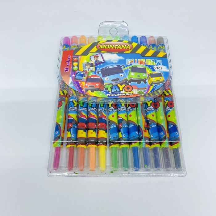 Crayon putar anak 12 warna tayo the little bus gambar mewarnai KODE PROMO 321