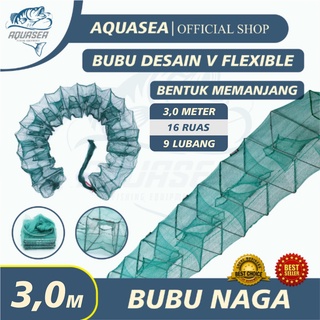 AQUASEA - Bubu Naga Hijau 3.0 meter / 3.0m Bubu Naga Perangkap Ikan Udang Kepiting Lobster 16 Ruas 9 Lubang