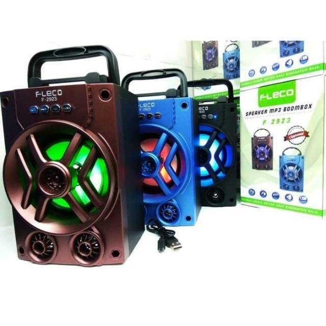 SPEAKER BLUETOOTH PORTABLE FLECO F2923/2922  RECHARGABLE LED MP3 SALON AKTIF BOOMBOX USB WIRELESS