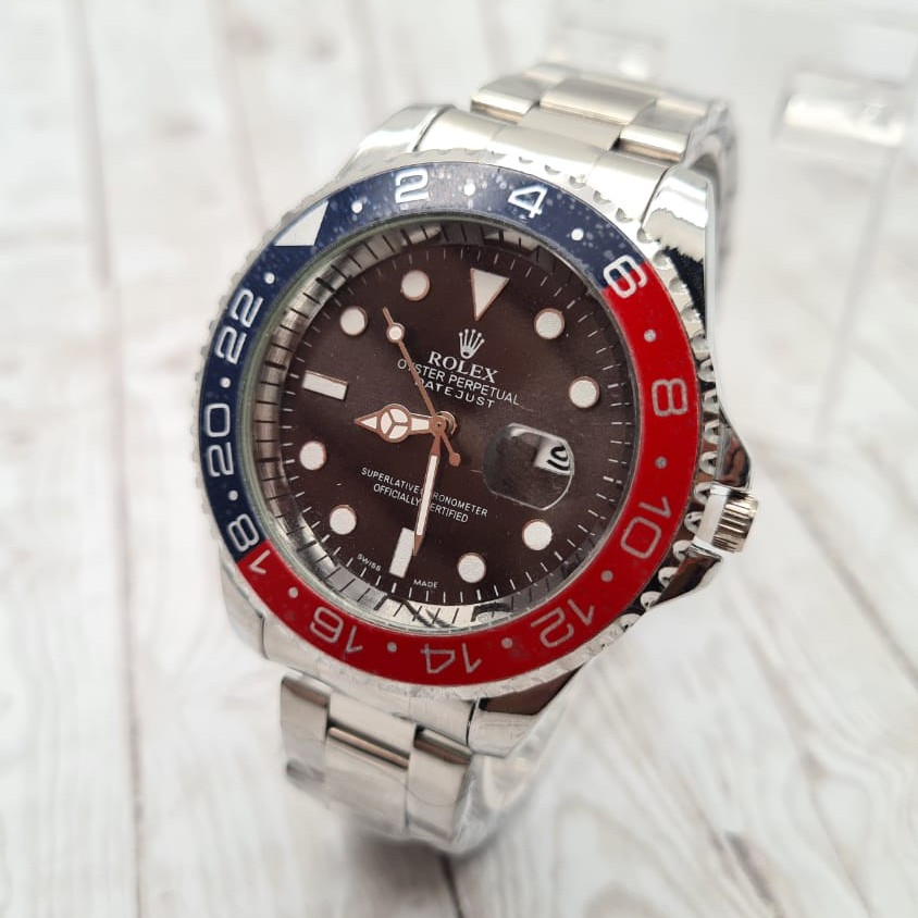 TERBARU JAM TANGAN ROLEX TANGGAL RANTAI GMT PUTIH RING BIRU MERAH