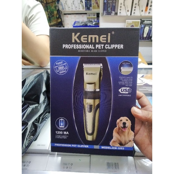 Alat Cukur Mesin Cukur Bulu Hewan Kucing Anjing Rechargeable KEMEI KM-1053 Pet Clipper