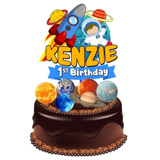 Astronot Tipe Planet Topper Cake Birthday / Hiasan Kue Ulang Tahun