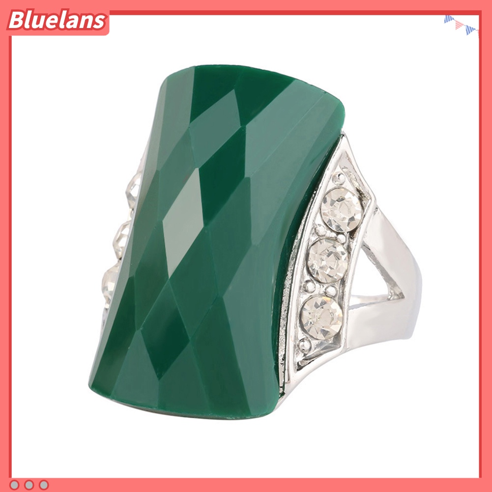 Bluelans Women Bohemia Vintage Geometric Resin Charm Rhinestone Ring Finger Jewelry Gift