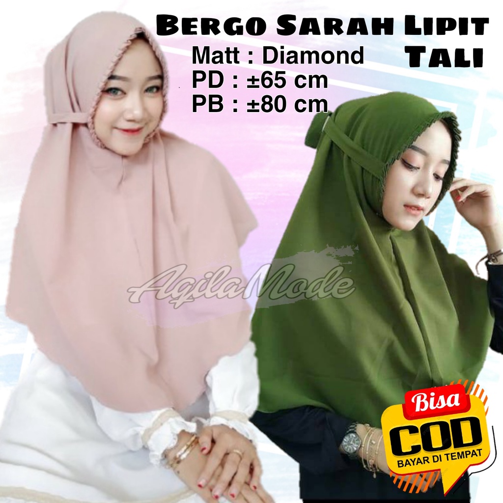 Kerudung Instant Bergo Maryam Sarah Lipit Tali Diamond Hijab Jilbab Instan Anak Remaja SD SMP Khimar
