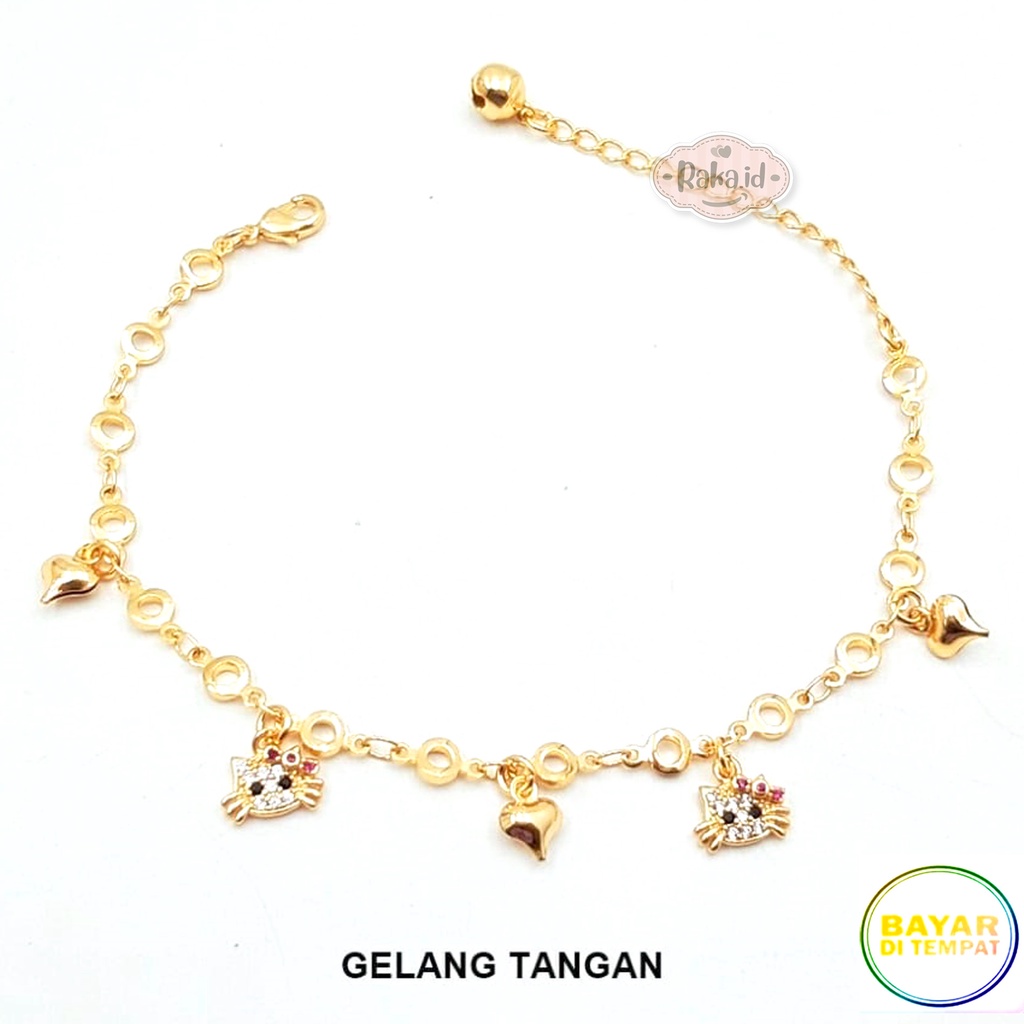 Raka Acc - Gelang Tangan Gelang Wanita Hello Kitty Gold Perhiasan Wanita Menawan Lapis Emas 18k 327