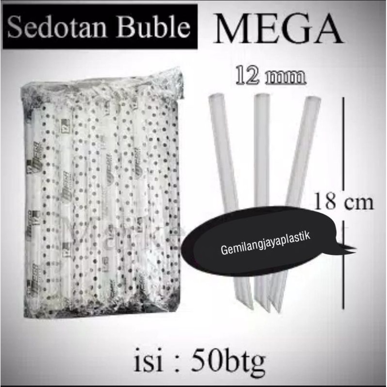 SEDOTAN STERIL HIGIENIS BESAR ES BUBBLE MEGA Jumbo 12mm 18cm @50btg