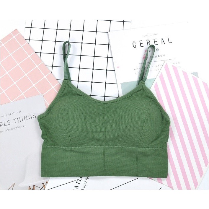 DODORY BRA503 Pakaian Dalam Wanita Bra Tanpa Kawat Sport Bra Gym Push Up Bra Wanita BH Olahraga-Hijau