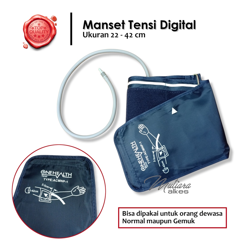 ONEHEALTH Manset Tensi Digital Selang Satu Dewasa 22-42cm ( Jumbo ) - Manset Tensimeter Cuff Rekat