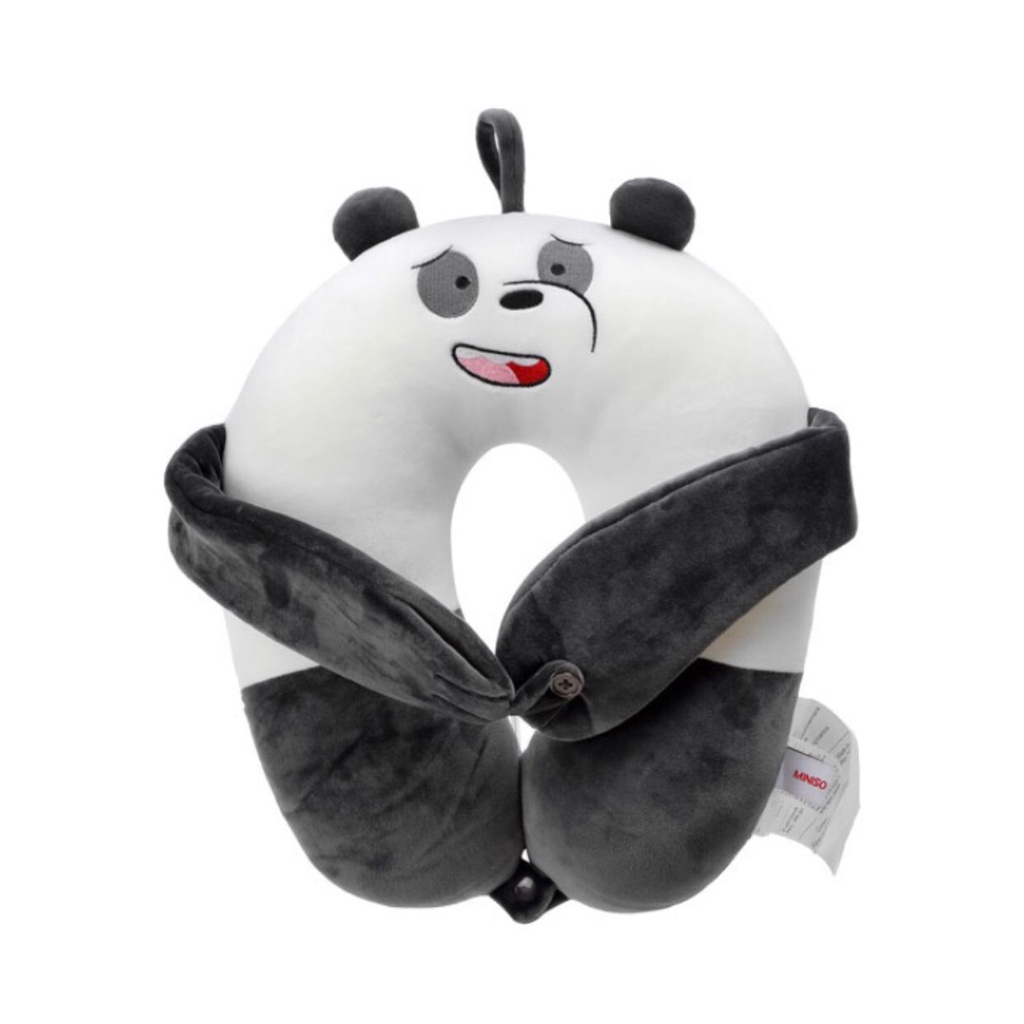 MINISO WE BARE BEAR U SHAPED PILLOW BANTAL LEHER WITH EYE MASK