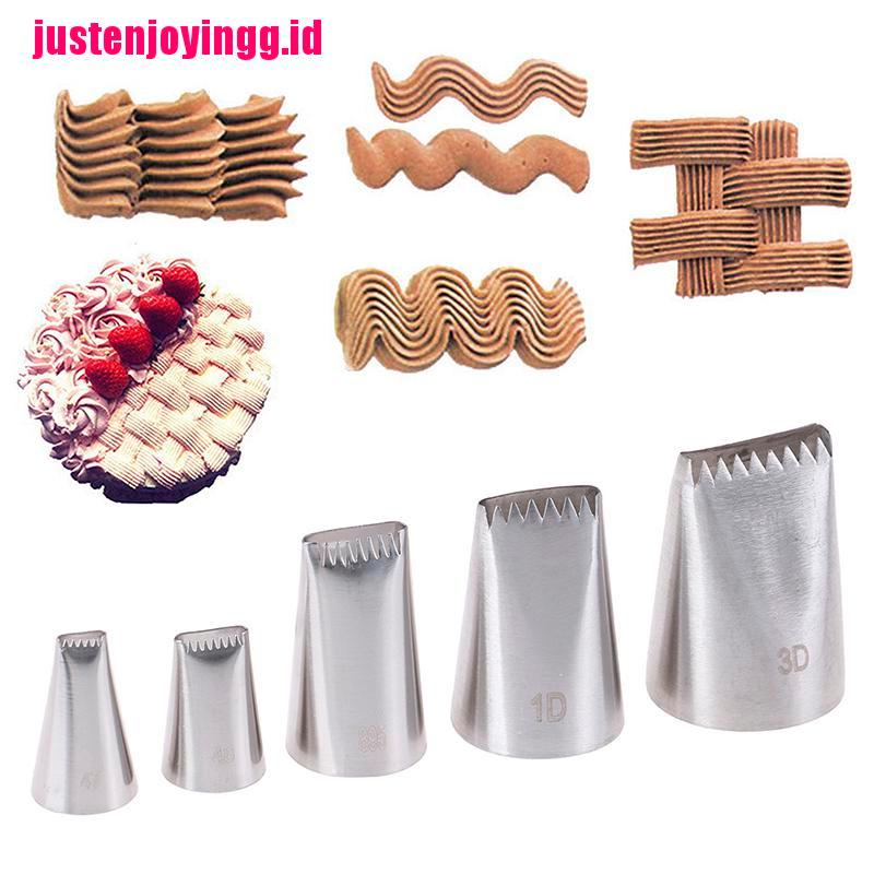 (Justenjoyingg.Id) 5pcs Nozzle Pipa Icing Bahan Stainless Steel