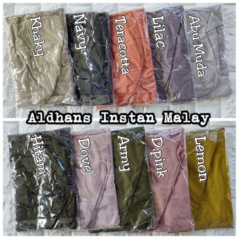 (Original Aldhans) INSTAN MALAY••Hijab Instan••. Instan non pad••Bergo jersey