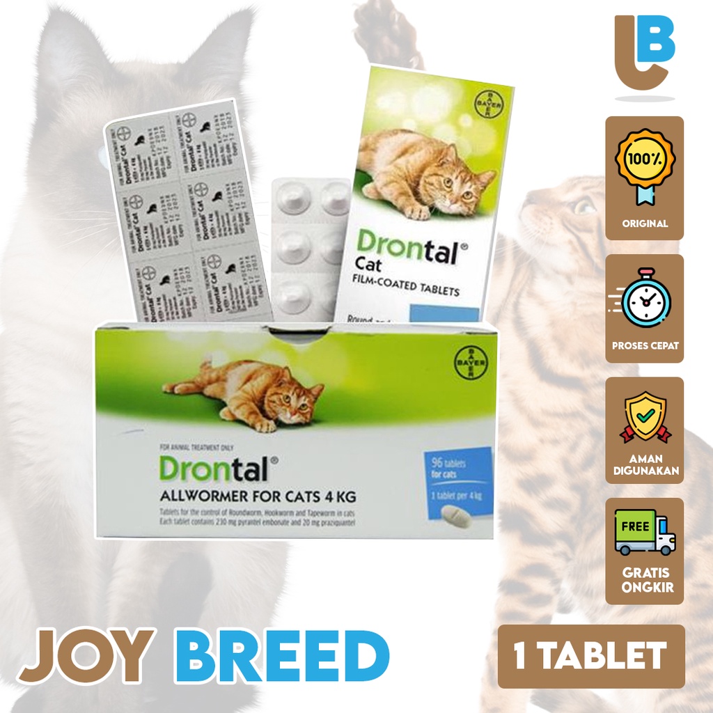 OBAT CACING KUCING TABLET DRONTAL CAT ORIGINAL OBAT ANTI CACING KUCING PALING MANJUR