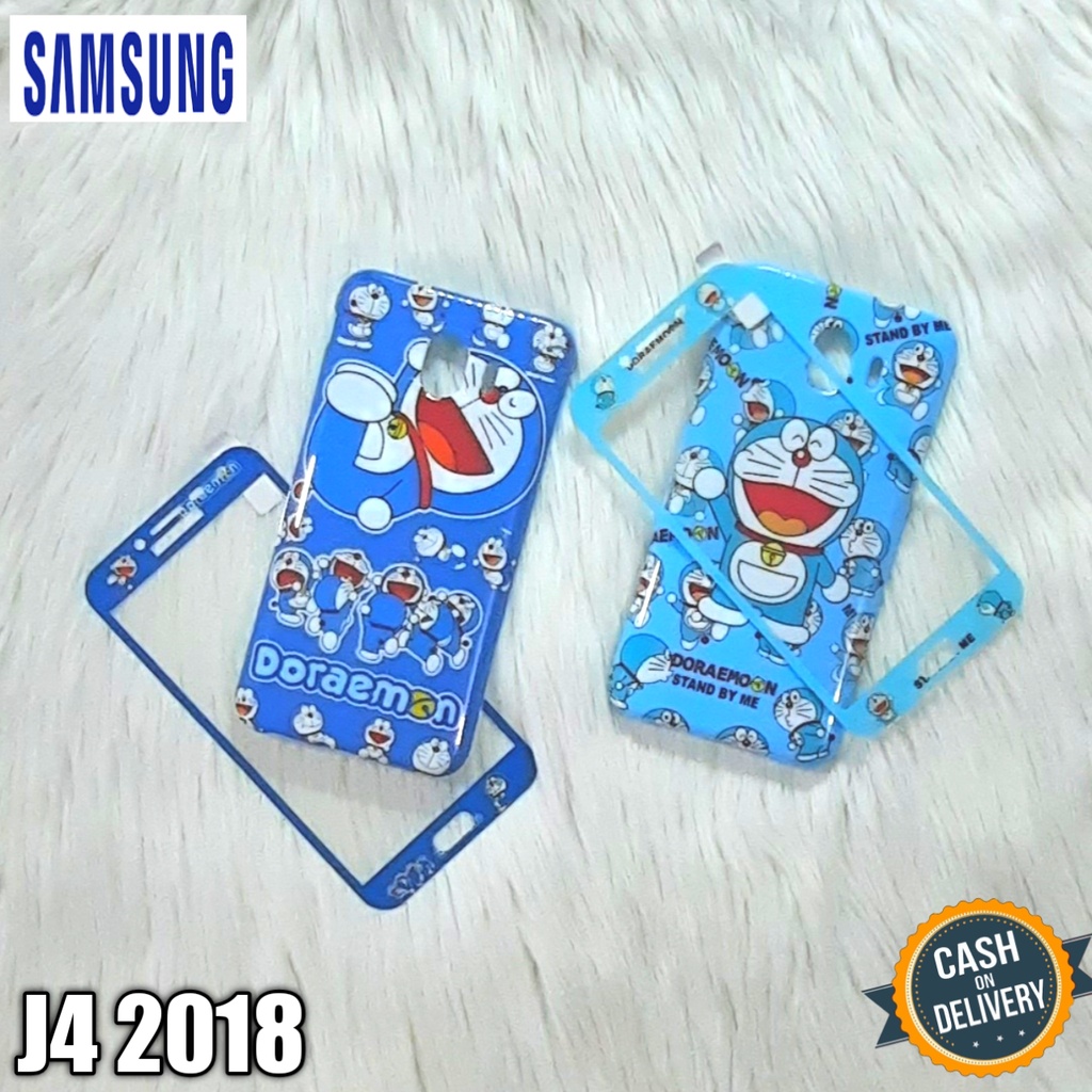 Samsung J4 2018 case 360 motif disney + tempered glass casing hp silikon hp softshell