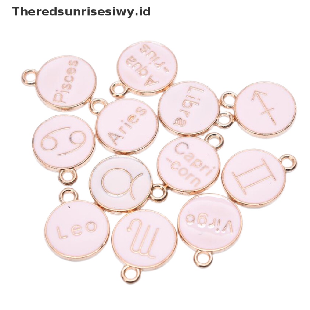 12 Pcs Aksesoris Liontin Enamel Dua Sisi Untuk Membuat Perhiasan