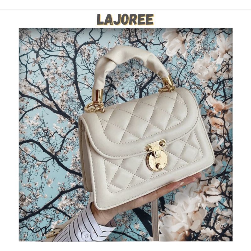 LAJOREE Ava Slingbag Tas Selempang Wanita Bahan Anyam Jerami Import Mini Top Handle Bag Cantik Cewek Korea Kekinian Handbag Hand Bag