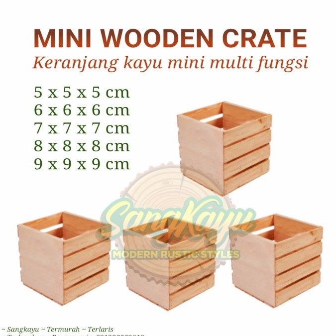 Kotak penyimpanan serbaguna kayu mini crate kayu wooden storage box