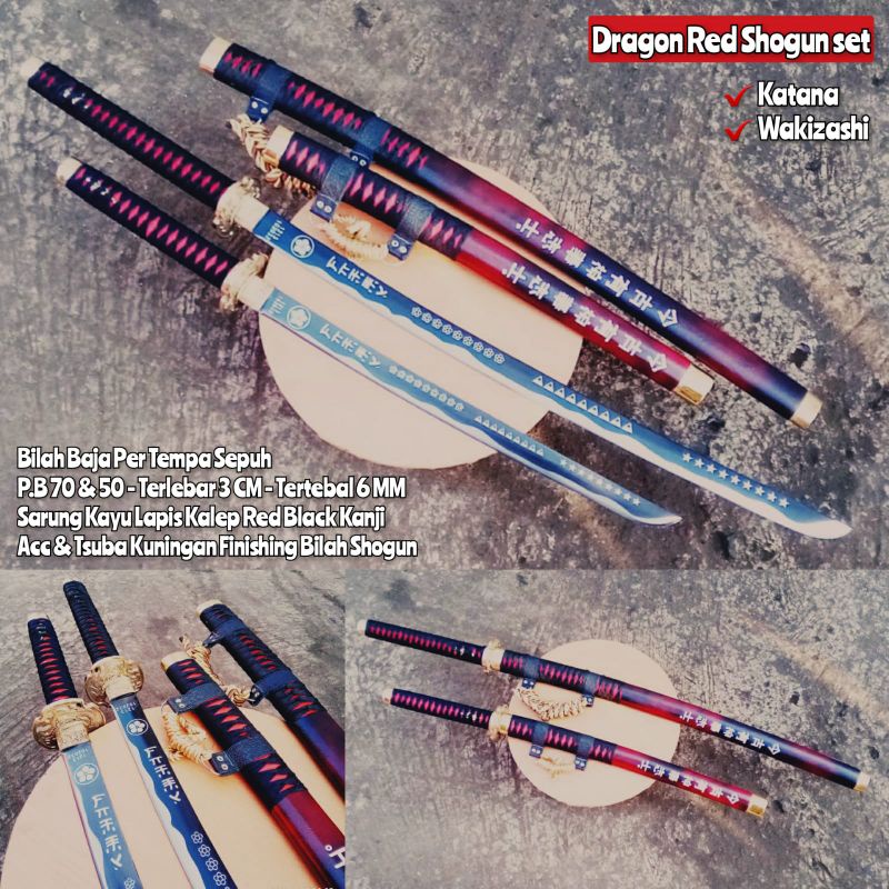 KATANA SAMURAI SUPER TAJAM DR4GON RED SHOGUN SET