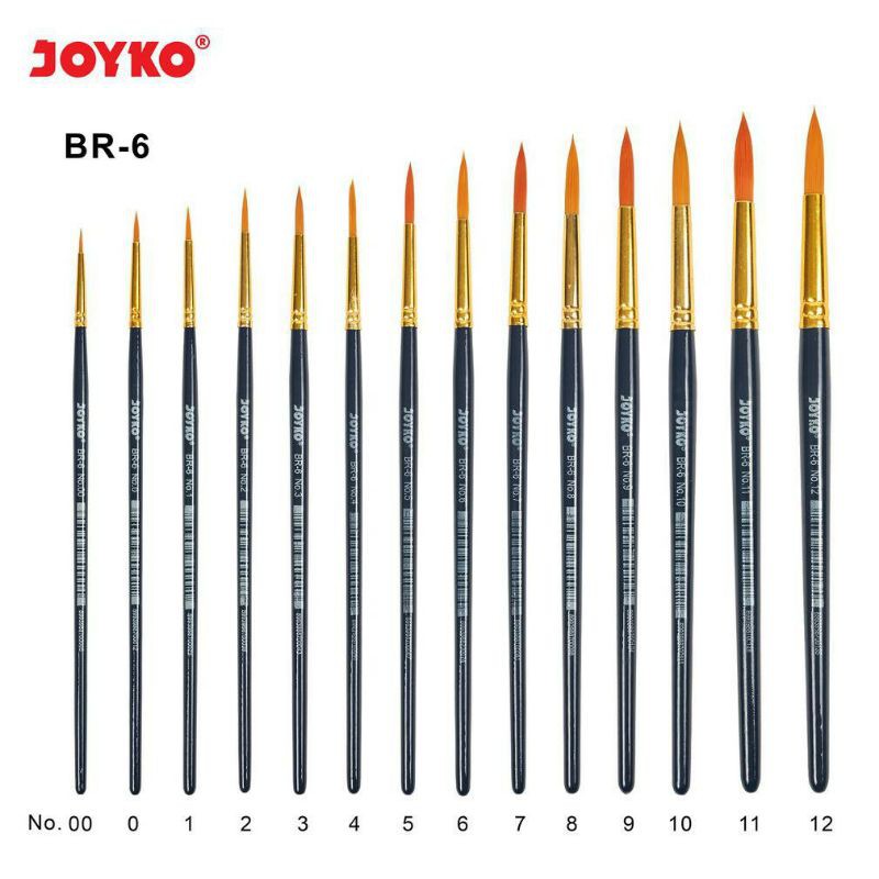 

GROSIR SELUSIN JOYKO BR 6 PAINT BRUSH KUAS LUKIS RUNCING NYLON BULU KUNING