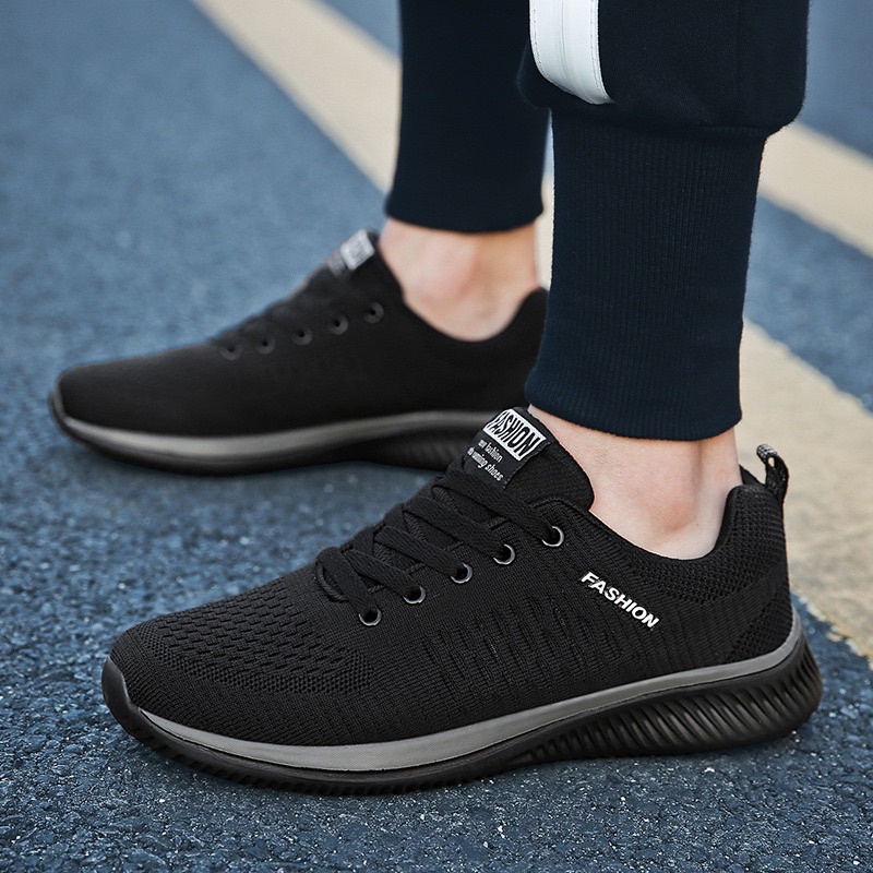 1001 IMPORT SEPATU SNEAKERS PRIA SPORT WOVEN + BOX DAN KAOS KAKI !!! - HITAM