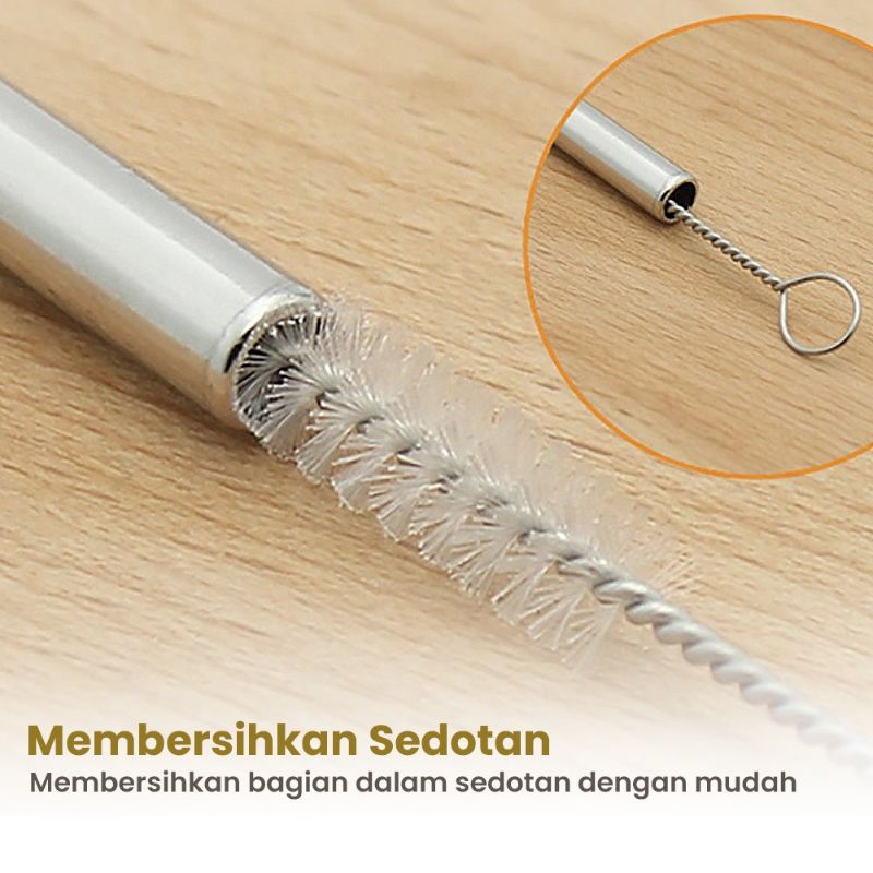 Sikat Pembersih Sedotan / Sikat Botol Susu Bayi Stainless Brush Straw Cleaner