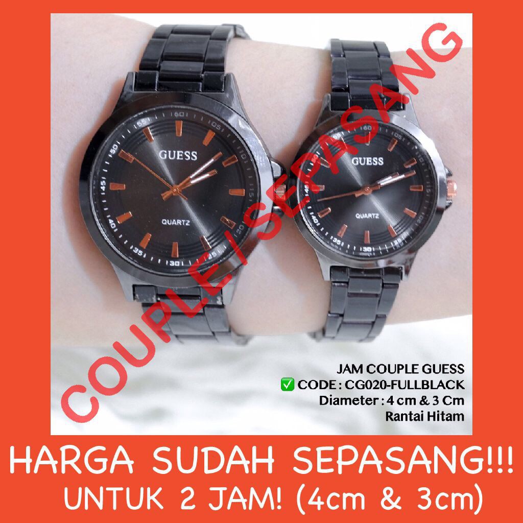 Jam tangan COUPLE murah Guess tali rantai stainless grosir ecer  free baterai cadangan CG020 CG025