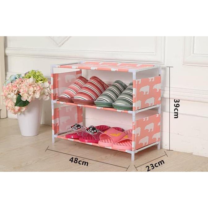 Terlaris Rak Sepatu Susun 3 Shoe Rack/Tempat Sepatu Susun Portable Rak Sepatu Kain