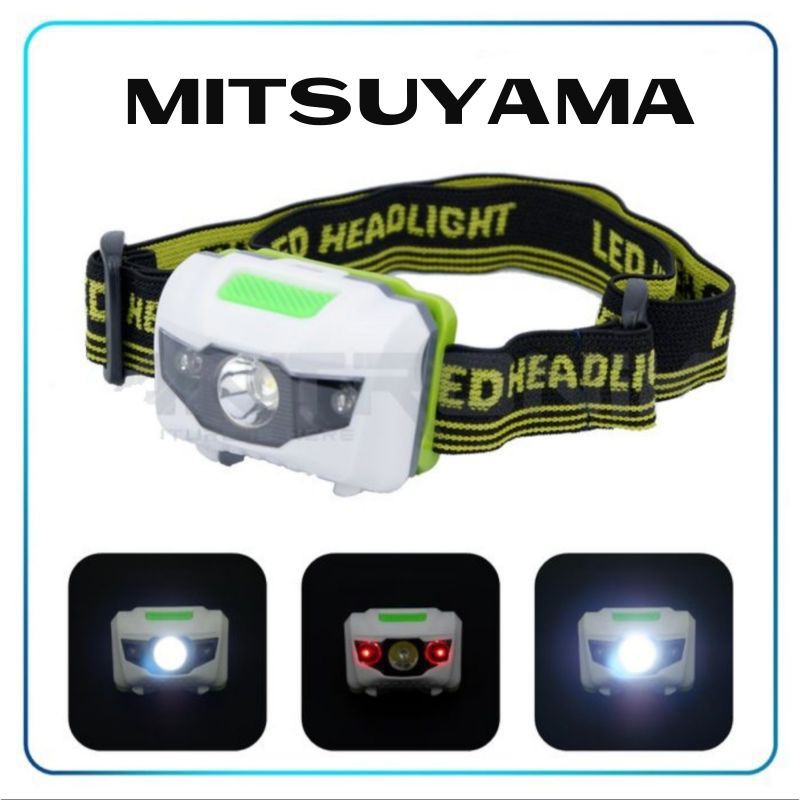 Headlamp Mitsuyama Batre AAA Senter Kepala Mata Kucing Baterai Hiking