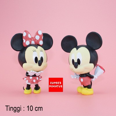 Mickey Mouse Minnie Mouse Mainan Set Figure Chibi isi 2pcs