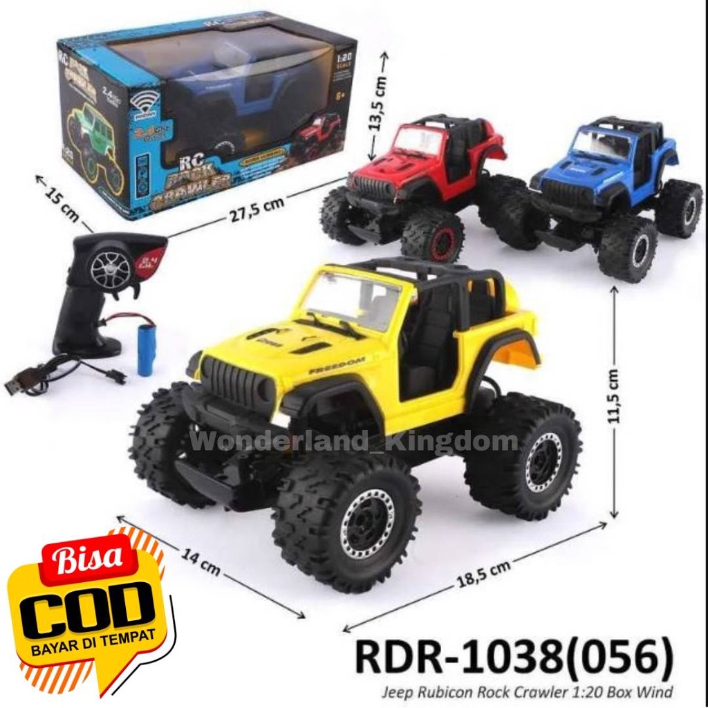 PROMO RDR1038 RC OFFROAD JEEP WRANGLER RUBICON JK 2.4GHZ 1:20 KECEPATAN TINGGI HADIAH ANAK