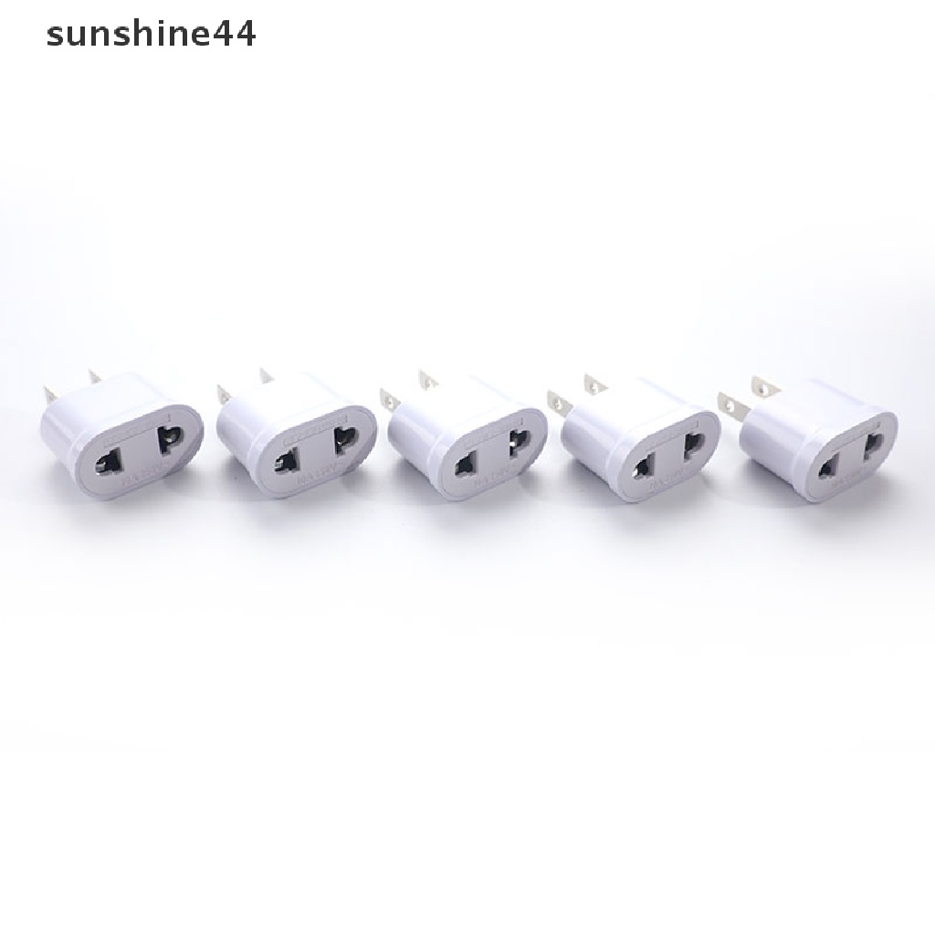 Sunshine Adapter Konverter Plug US Ke EU Bentuk Bulat &amp; Flat Dual Fungsi