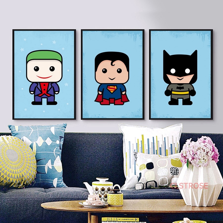 Lukisan Kanvas Gambar Kartun Super Hero Lucu Untuk Dekorasi Kamar Anak Shopee Indonesia