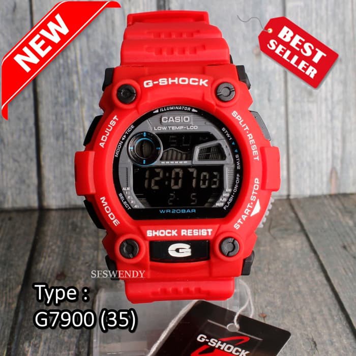 Jam tangan G Shock G-7900 Full merah digital pria & anak smartwatch