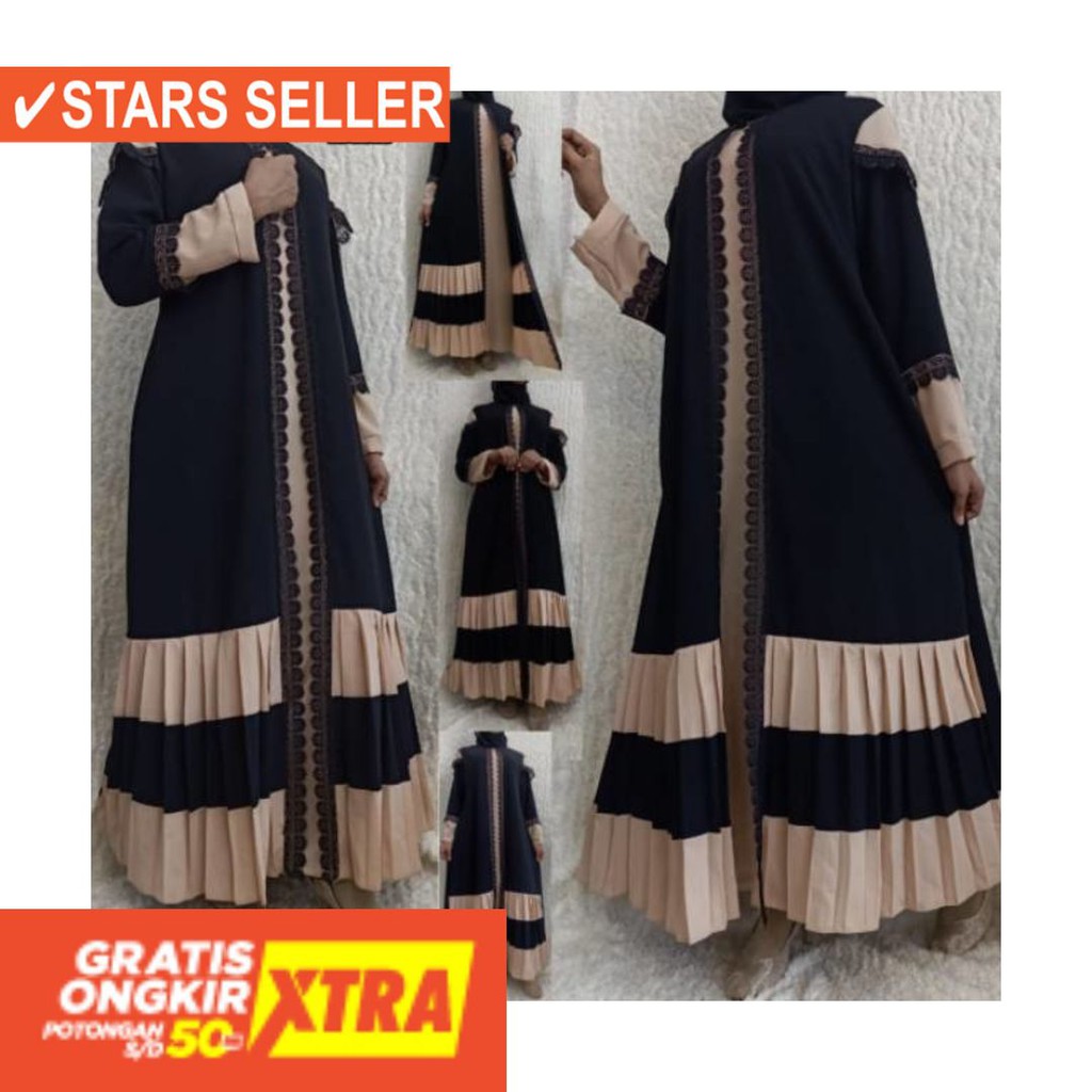 BAJU MUSLIM TERKINI TERBARU WANITA MURAH CEWE ASLI / Baju Muslim Abaya Bordir Gamis Maxi Dress