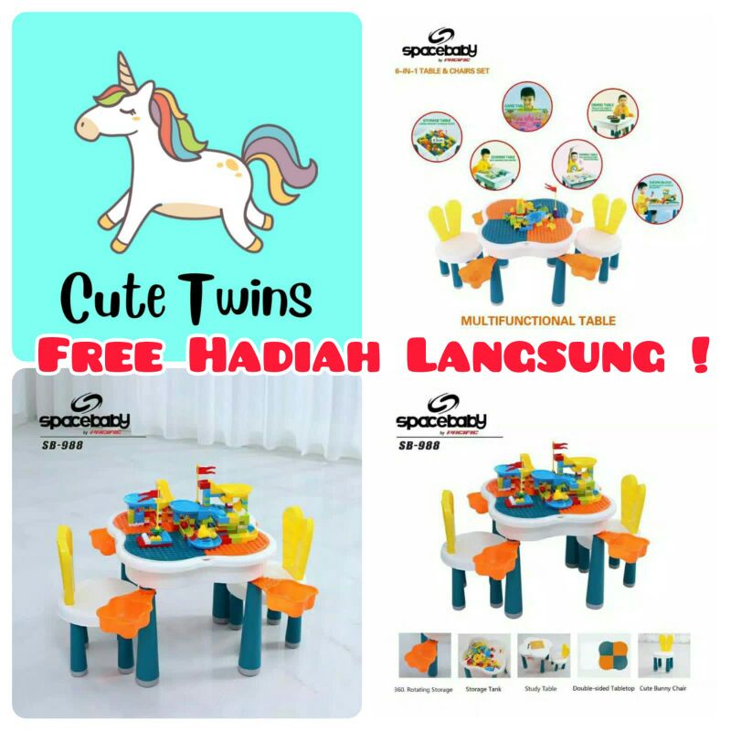 Multifunction table free lego 6in1 sb988 dan toy block table