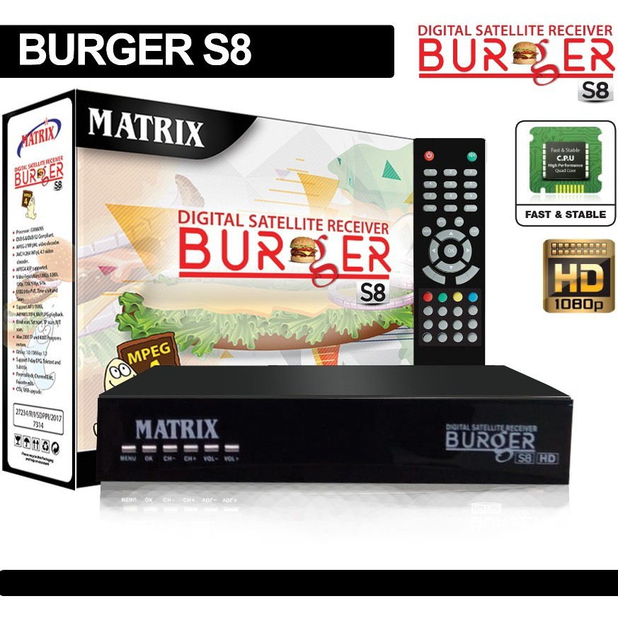 Receiver Matrix Parabola Burger S8 MPEG4 HD