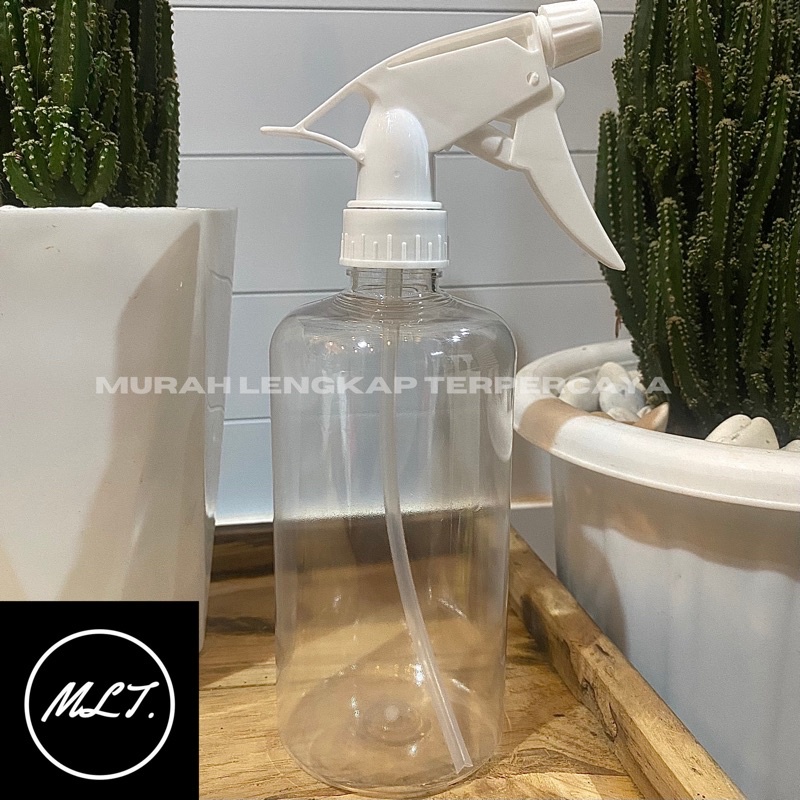 BOTOL 500 ML SPRAYER TRIGER BENING TUTUP PUTIH / BOTOL SPRAY TRIGGER 500ML PET NATURAL