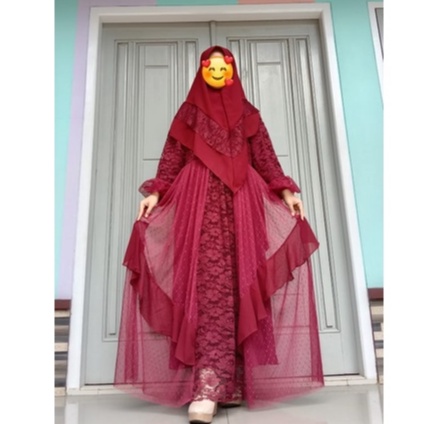 GAMIS TILE DOT  DBROKAT SYARI thabita AYUMI  MAXMARA BRUKAT MEWAH PESTA GAUN MUSLIMAH baju