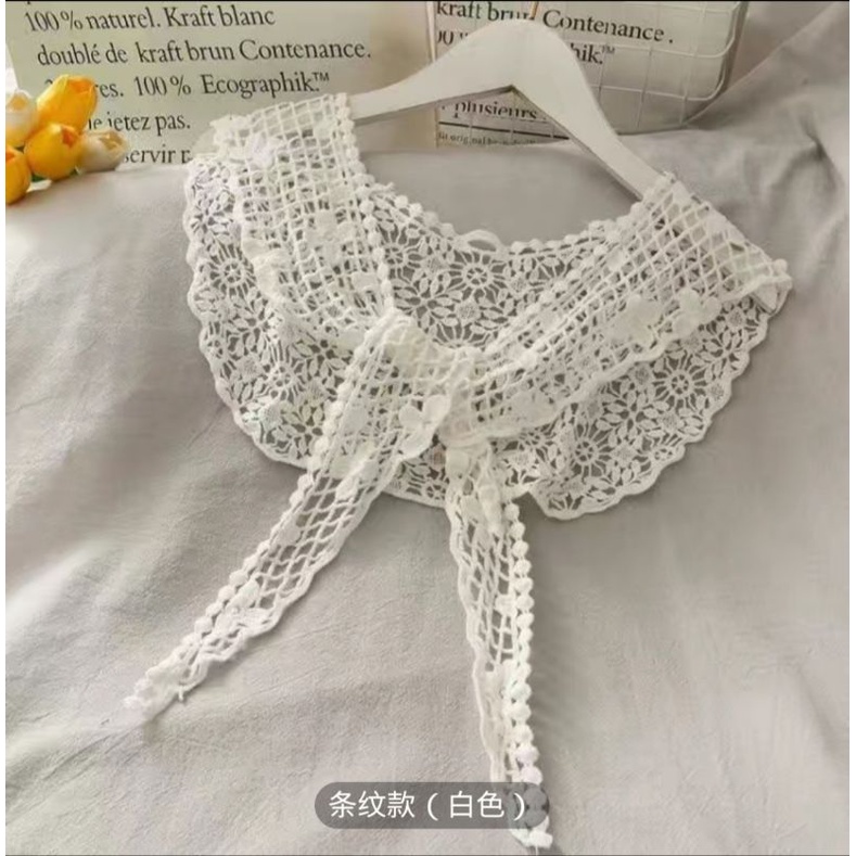KERAH COLLAR/KERAH PALSU SEGITIGA/SCARF CAPE /SYAL RENDA BUNGA IMPORT/SYAL SELENDANG KECIL TABIR SURYA PENDEK/SYAL ROMPI KECIL-4