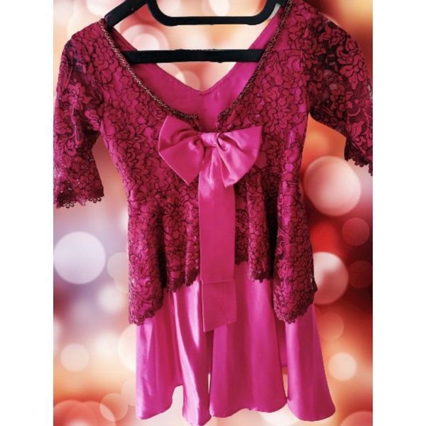 Dress anak Pink Fanta brokat satin