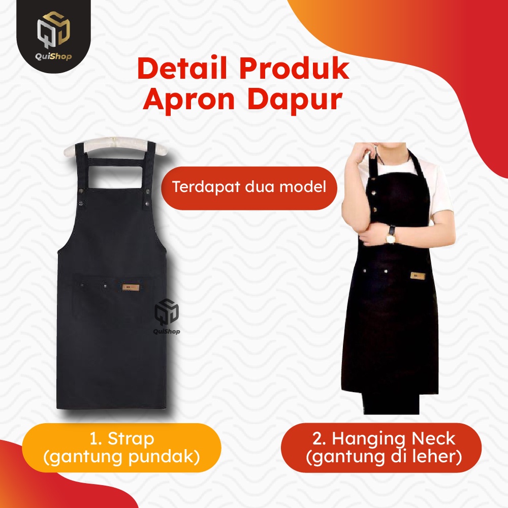 Apron Celemek cotton Barista Masak Kitchen Chef Barbershop waterproof