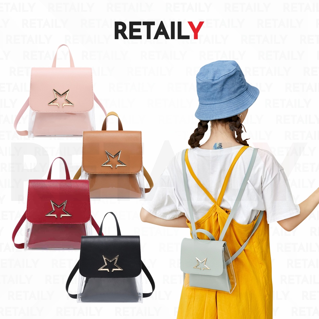 Retaily RY1376 Tas Ransel Mini Wanita Backpack Perempuan Transparan 2 in 1