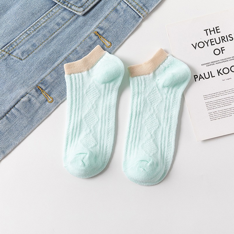 BEE - Kaos Kaki Korea Style Fashion Casual Sport Motif Garis Bahan Katun Warna Polos Sock SC 21-MINT
