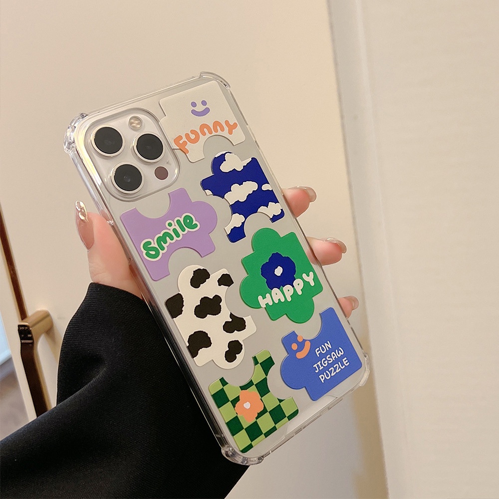 IPHONE Kartun Jigsaw Puzzle Shockproof Ponsel Cover Untuk Iphone7 8 PLUS X XR XS 11 12 13 14 MINI PRO MAX SE 2020 Soft Cases