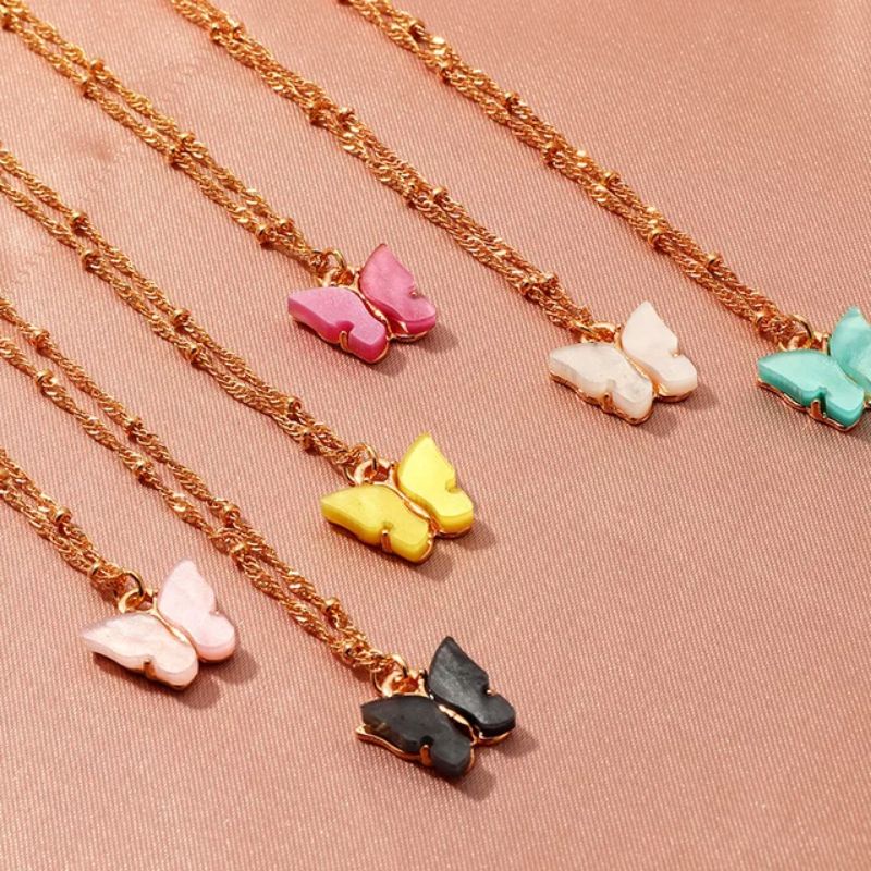 Kalung Rantai Liontin Kupu Kupu Lucu Clavicle Butterfly Necklace Fashion Korea Klavikula