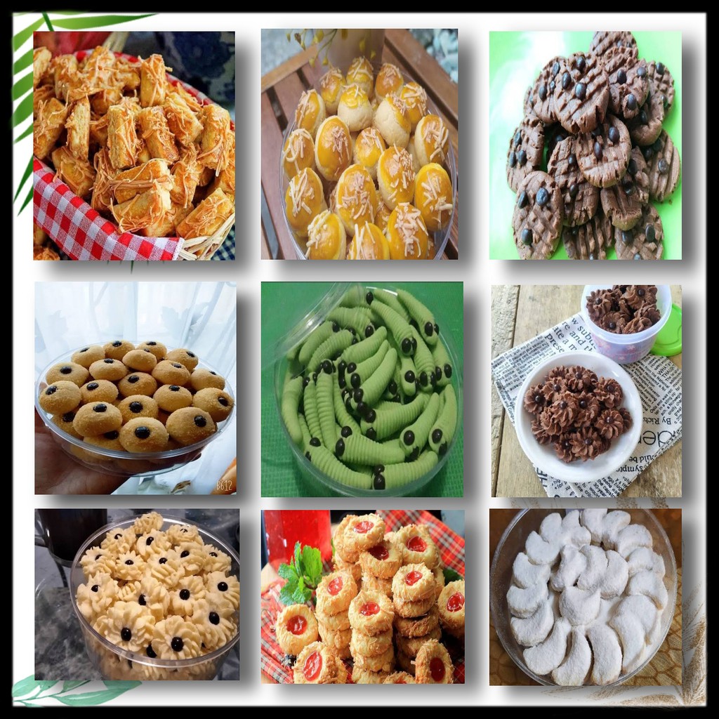 

Kue kering lebaran,kue nastar/kastengel/smperit/putri salju/Kue thumrint/Chip cookies