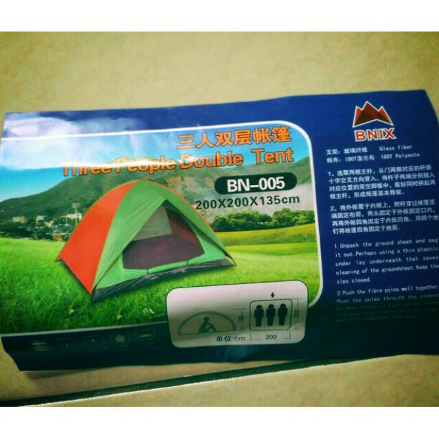 Tenda dome Bnix 005 kap 3 orang double layer