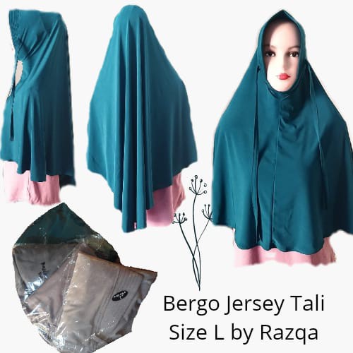 JILBAB / KHIMAR / BERGO JERSEY RAZQA SIZE L BAHAN PREMIUM TEBAL PAKAI TALI