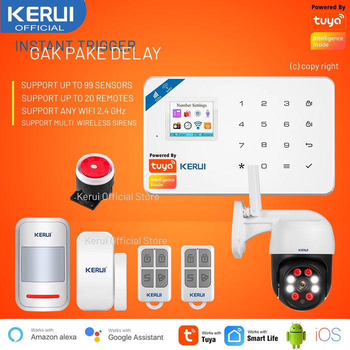 Jual Paket Alarm Rumah Kerui W181 Dengan Outdoor IP Camera Tuya ...