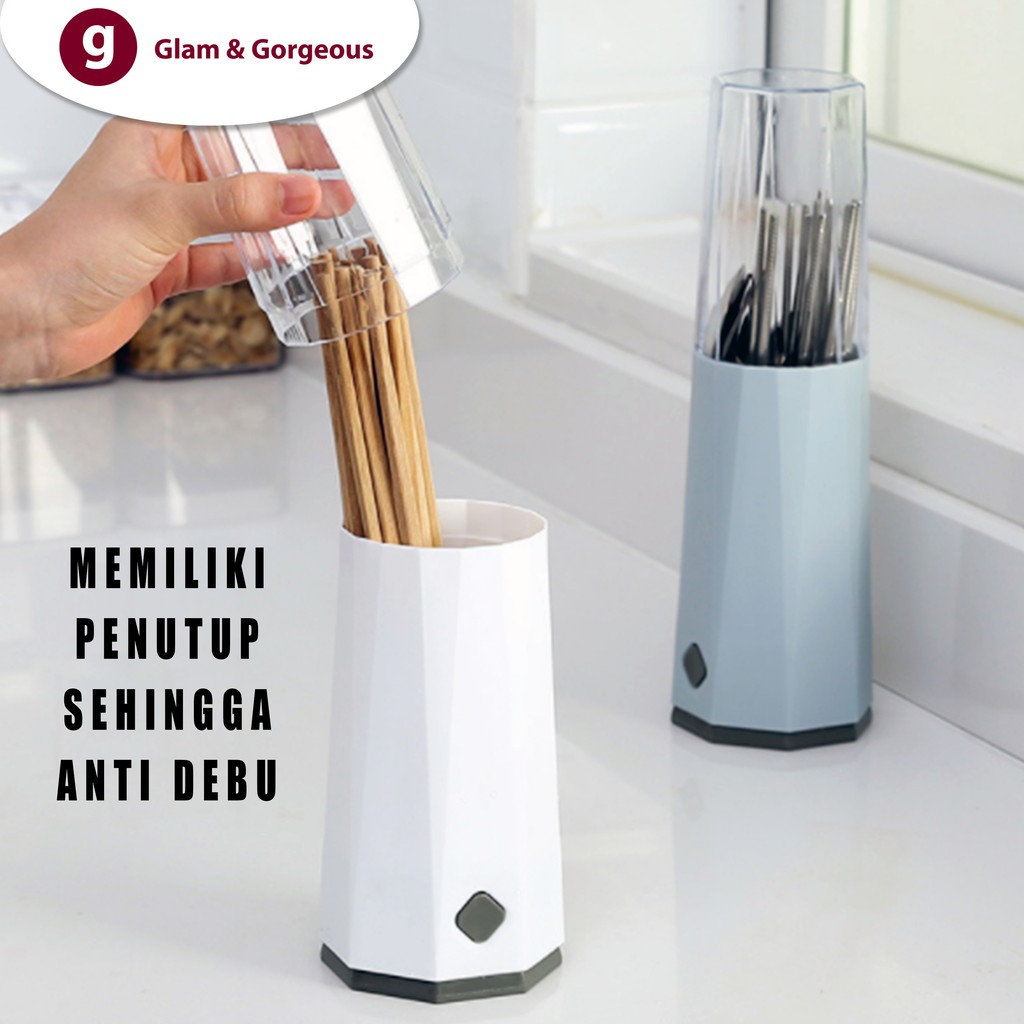 Tempat Sendok Garpu Sumpit dengan penutup KU023